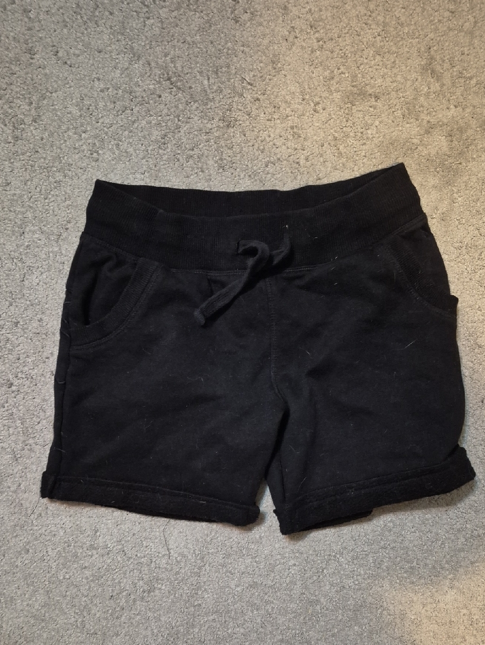 Kids Black Knit Drawstring Shorts with Pockets